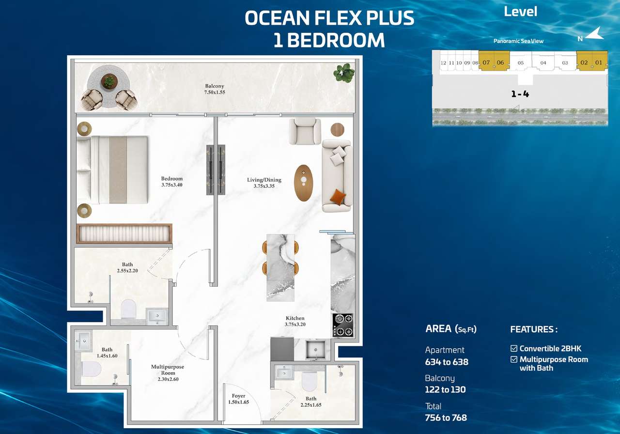 1-Bedroom Apartment in Shahrukhz Residences by Danube | Dubai Maritime City
