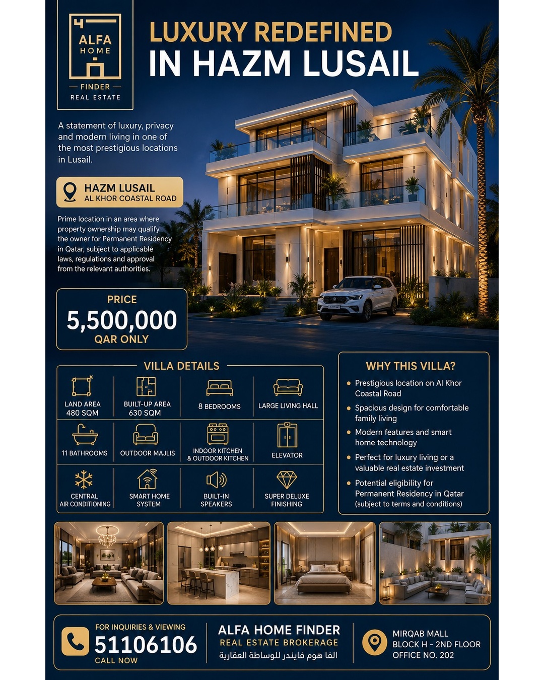  NOT JUST A VILLA… THIS IS LUXURY AT ITS FINEST IN HAZM LUSAIL!  2